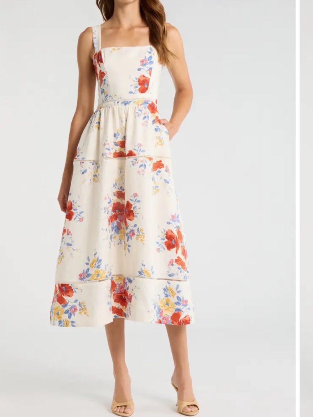 NWT Reformation Everett Floral-Print Linen Midi Dress
